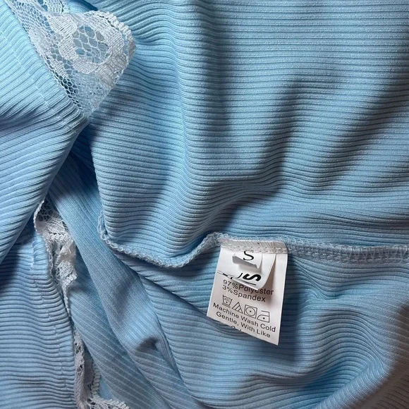 Light Blue Lace Trim Two-Piece Set - Picture 7 of 7